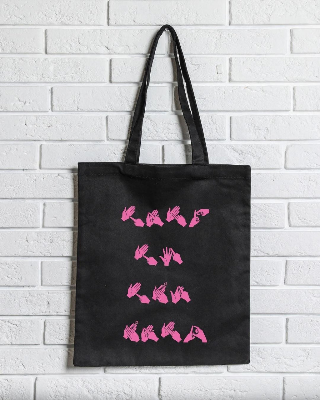 BSL funny Tote Bag: Funny Deaf Sign Language Gift, british sign language gift, Deaf humour, talk to the hand, cotton tote bag