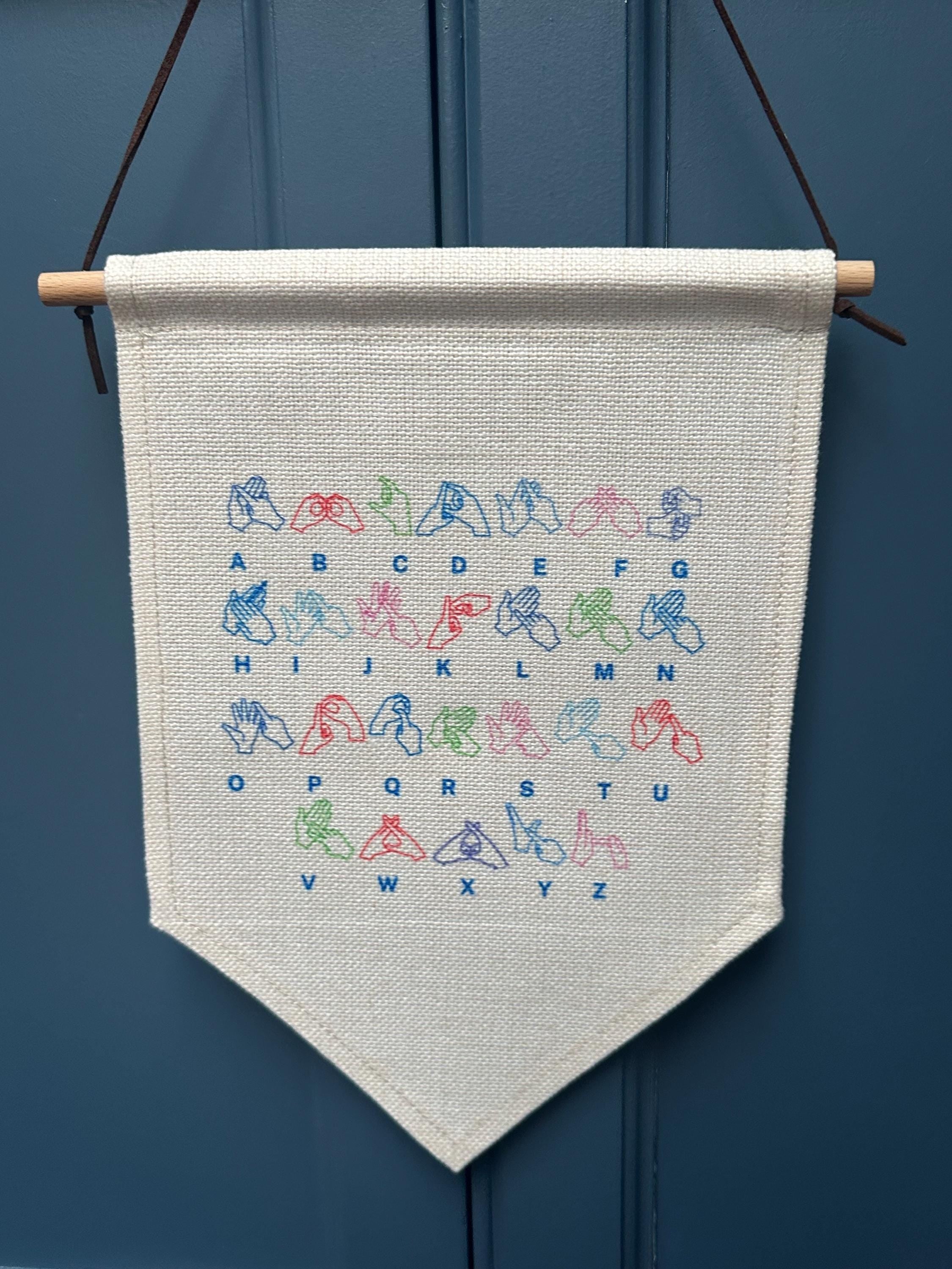 BSL Alphabet Wall Flag: British Sign Language Banner,