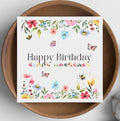Wildflower Birthday Card: BSL Fingerspelling, Bees & Butterflies