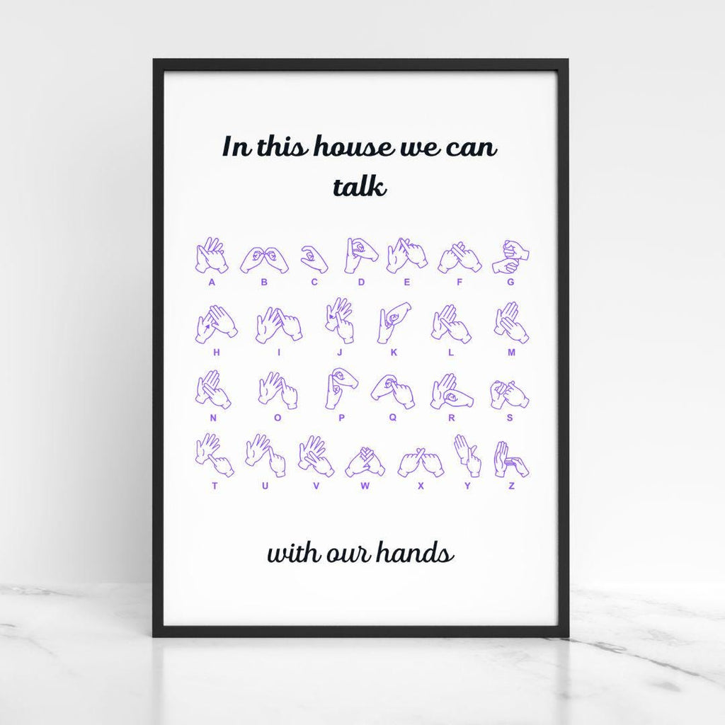 BSL Alphabet classroom Poster: talk with our hands