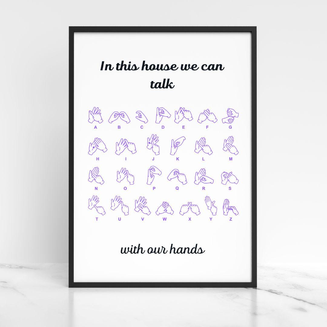 BSL Alphabet classroom Poster: talk with our hands