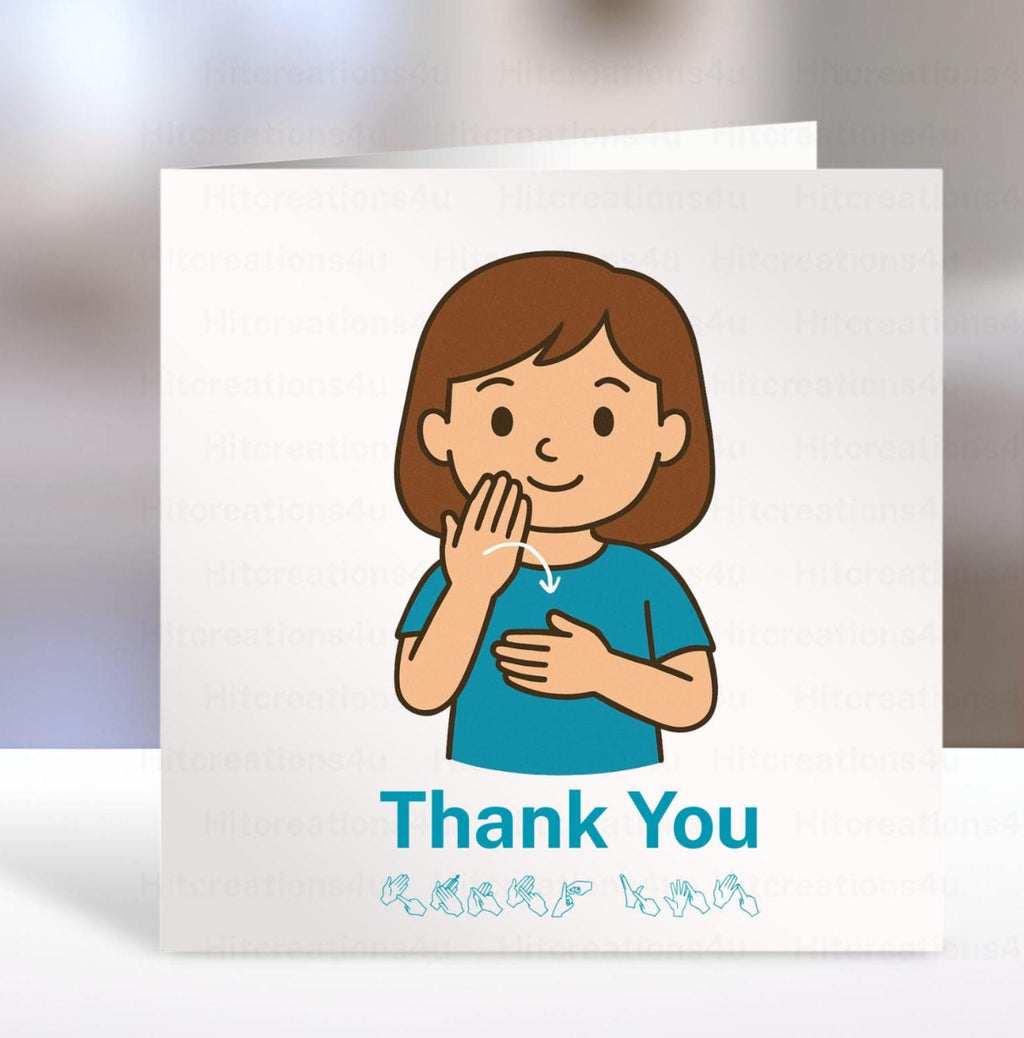 BSL Thank You Card,  British sign Language, inclusive, deaf art, bsl thank you teacher, BSL, coda, Deaf Awareness, bsl Image, bsl graphic