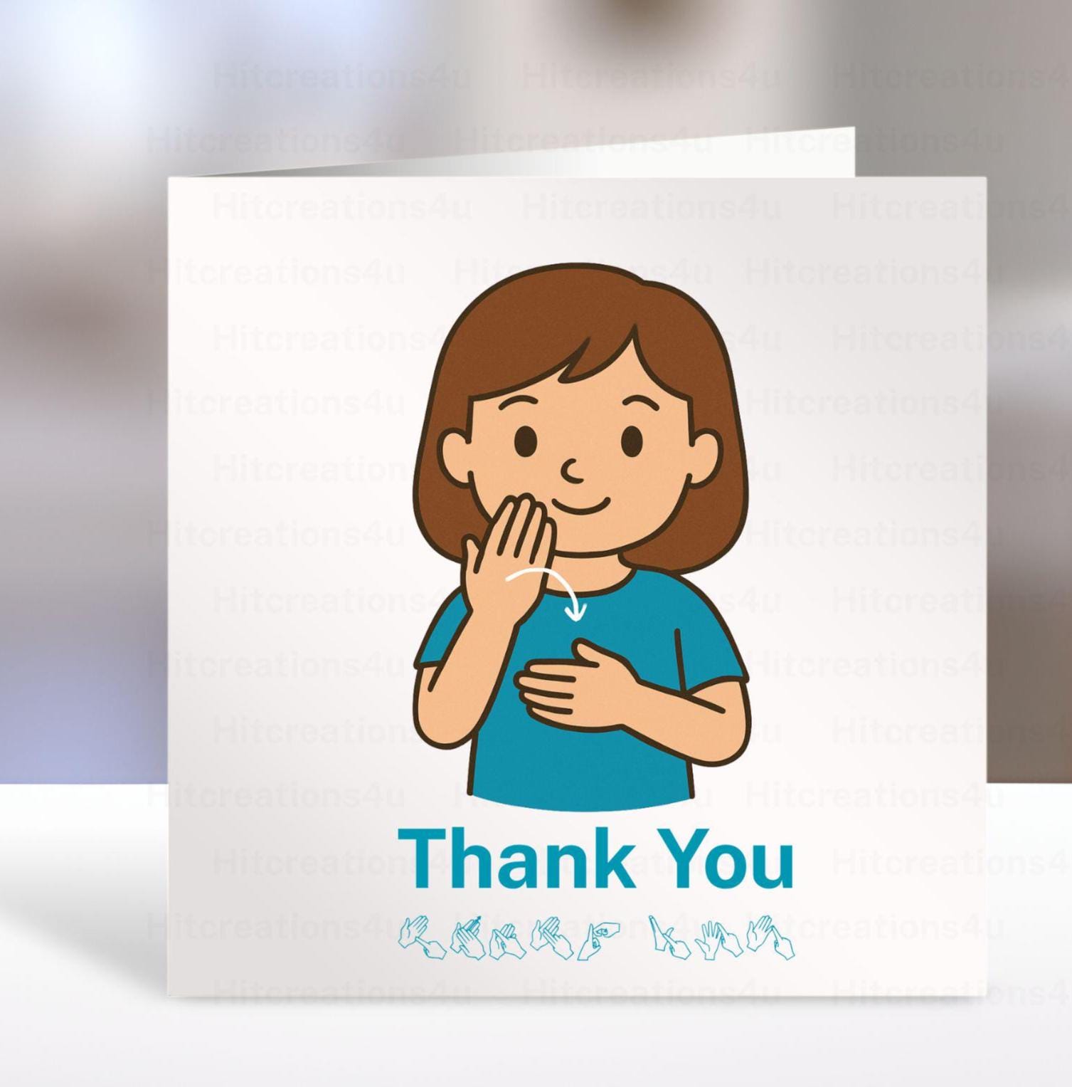 BSL Thank You Card,  British sign Language, inclusive, deaf art, bsl thank you teacher, BSL, coda, Deaf Awareness, bsl Image, bsl graphic