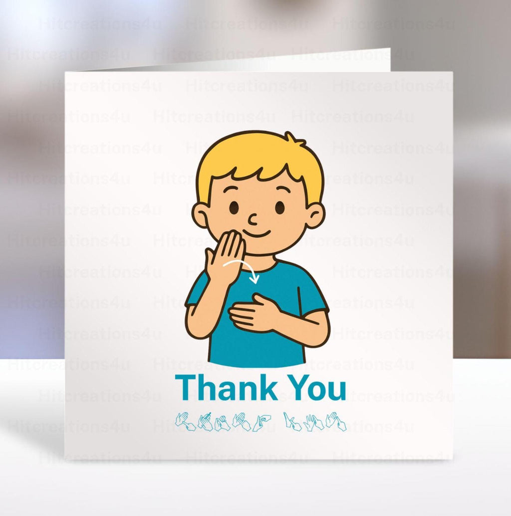BSL Thank You Card,  British sign Language, inclusive, deaf art, bsl thank you teacher, BSL, coda, Deaf Awareness, bsl Image, bsl graphic