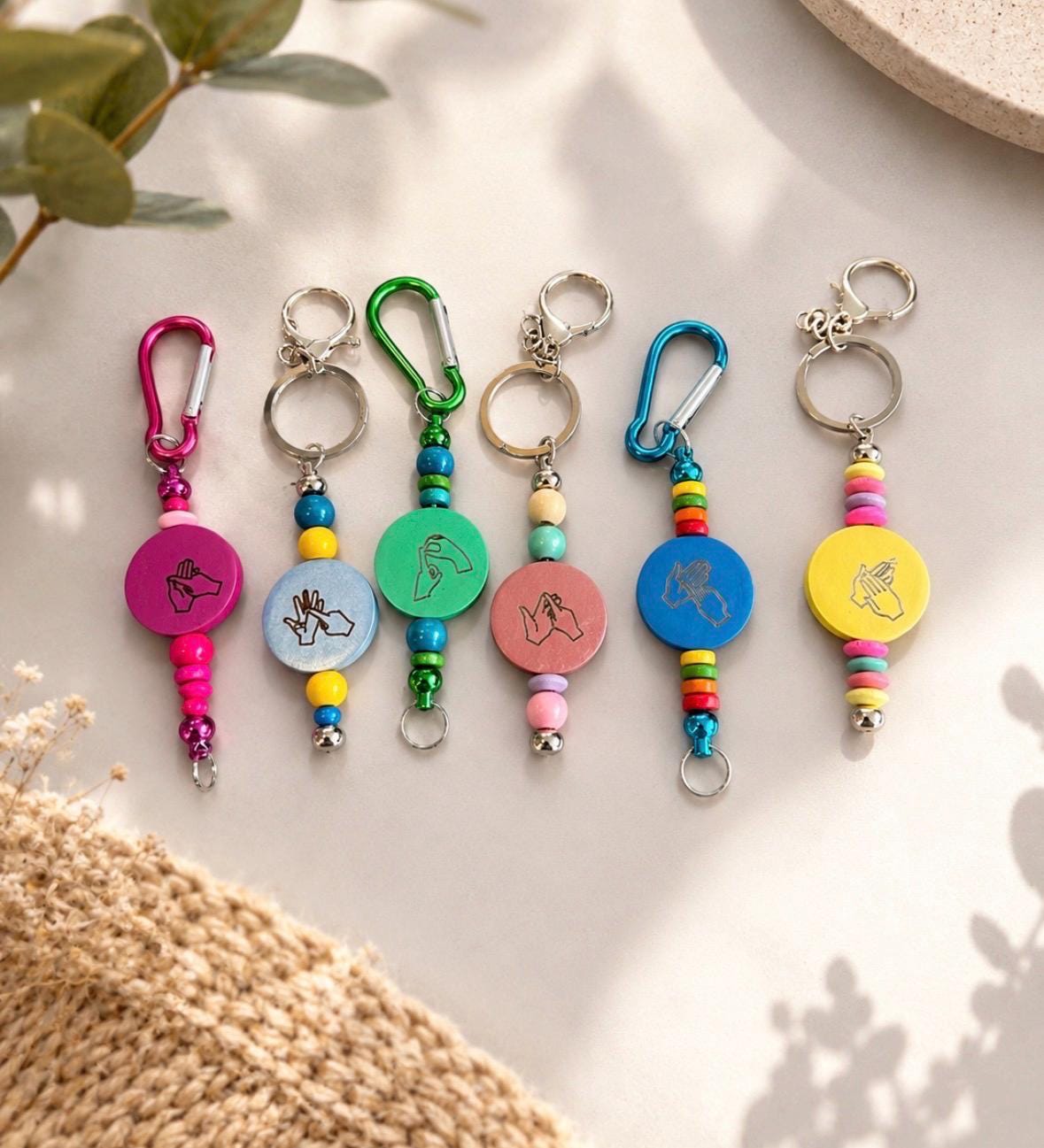 Personalised BSL Keyring: british sign language Engraved bsl Initial,bsl bag Charm, bsl gift,