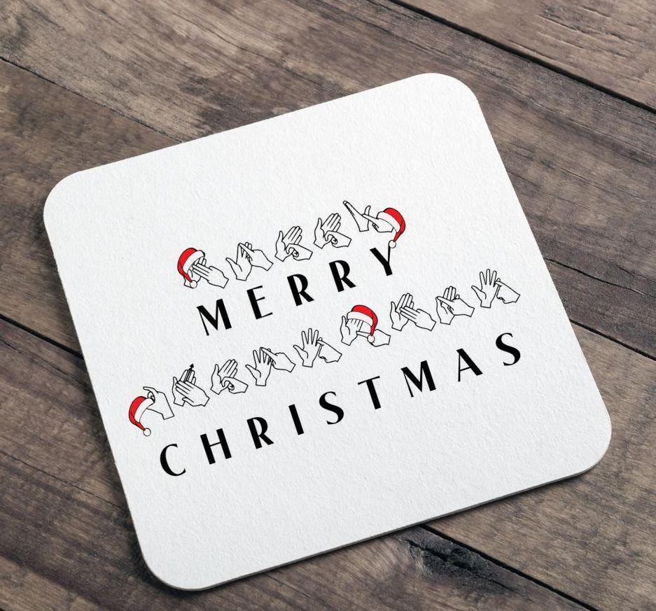 BSL christmas mug, sign language mug, deaf aware, BSL, personalised, unique, British sign language, teacher gift, fingerspelling, xmas mug