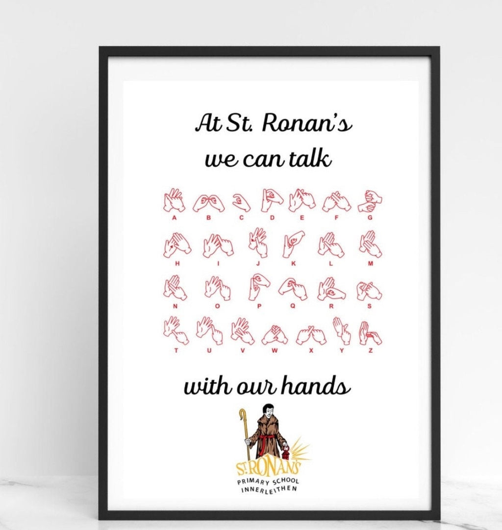 BSL Alphabet classroom Poster: talk with our hands