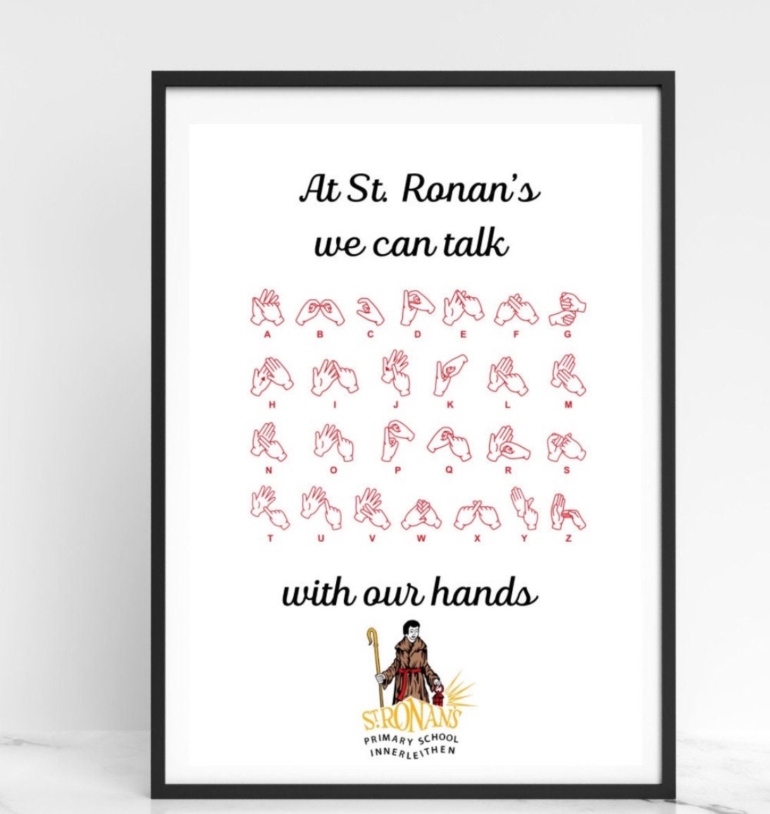BSL Alphabet classroom Poster: talk with our hands