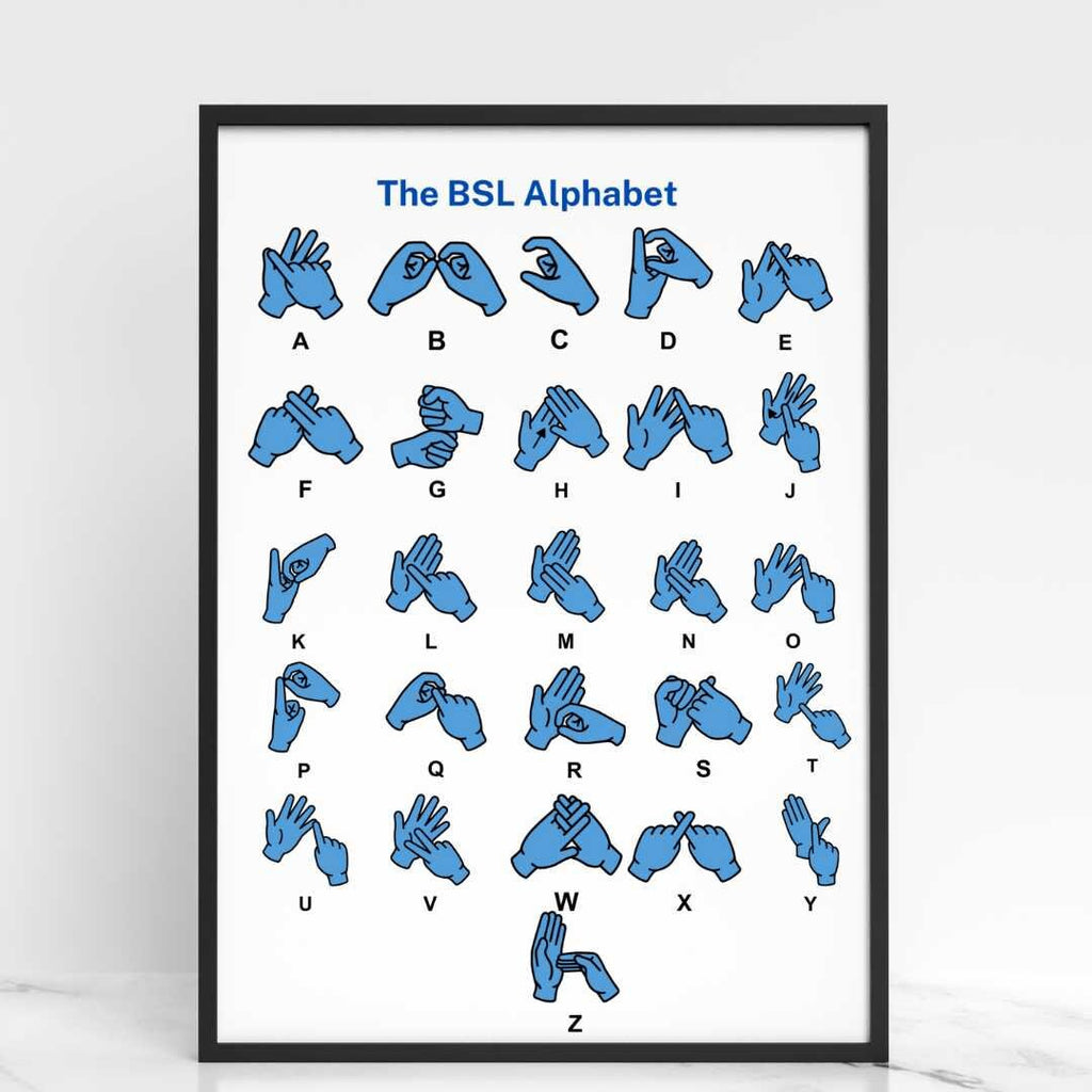 British Sign Language Alphabet Print: choice of colours, BSL Poster, bsl learner, bsl educational resource, bsl abc, bsl alphabet print