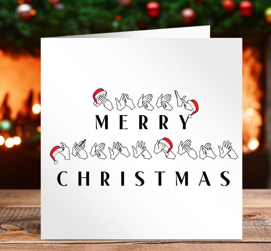BSL christmas card, bsl card, teacher card, merry christmas, Deaf, Sign Language card, BSL, fingerspelling, Deaf Awareness, christmas tree