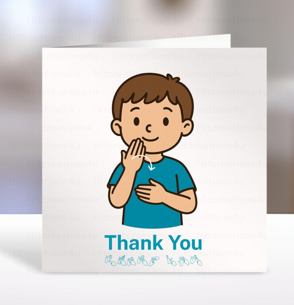 BSL Thank You Card,  British sign Language, inclusive, deaf art, bsl thank you teacher, BSL, coda, Deaf Awareness, bsl Image, bsl graphic