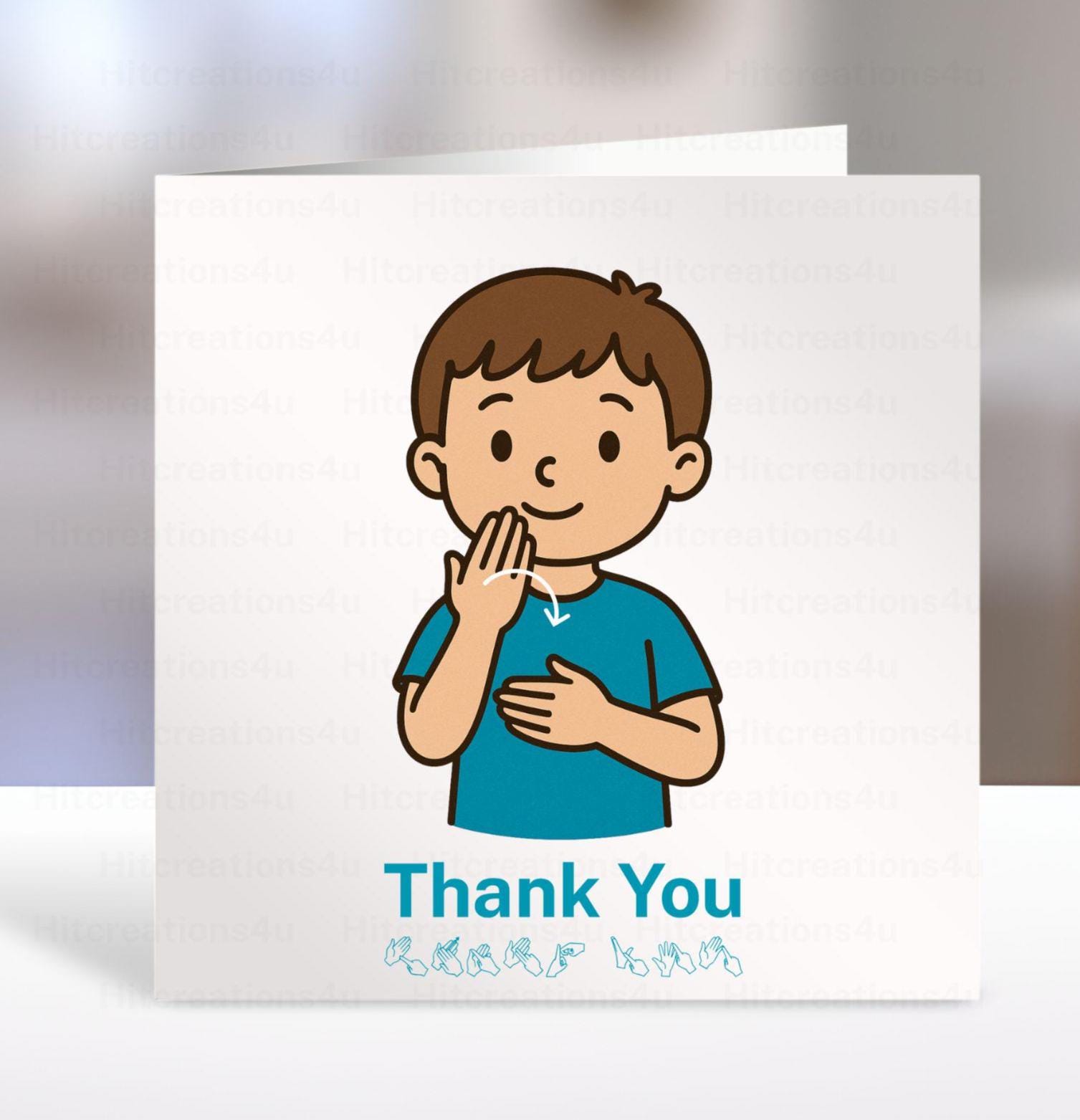 BSL Thank You Card,  British sign Language, inclusive, deaf art, bsl thank you teacher, BSL, coda, Deaf Awareness, bsl Image, bsl graphic