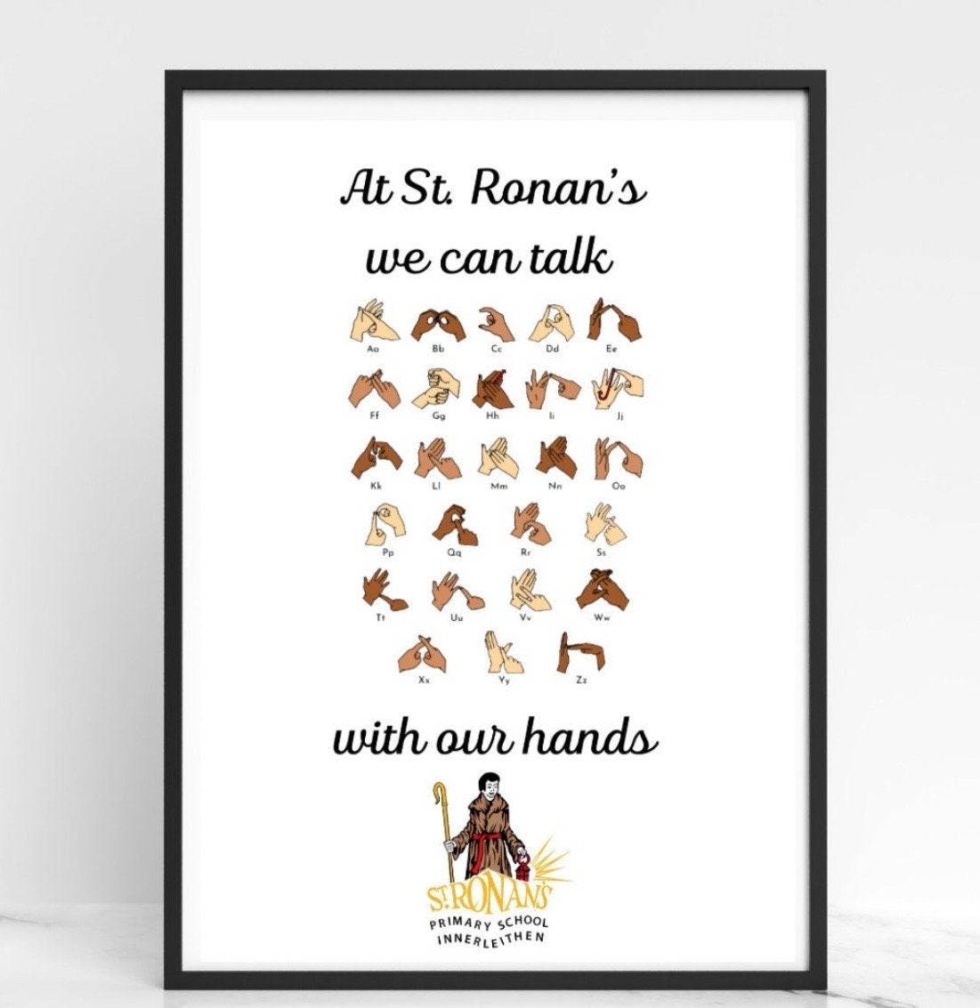 BSL Alphabet classroom Poster: talk with our hands