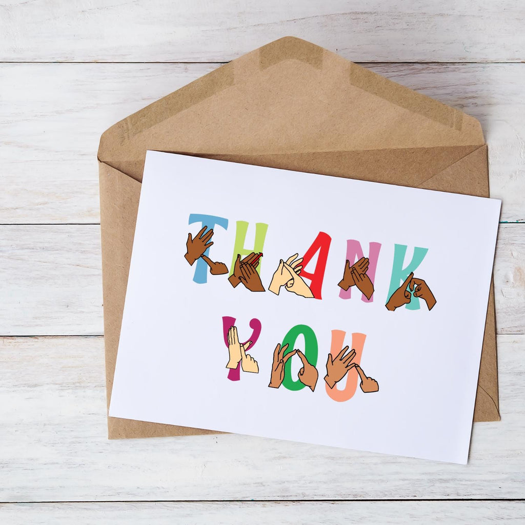 BSL Thank You Card | British Sign Language Greeting Card | Deaf Awareness Gift | Sign Language Thank You | Teacher Appreciation Card