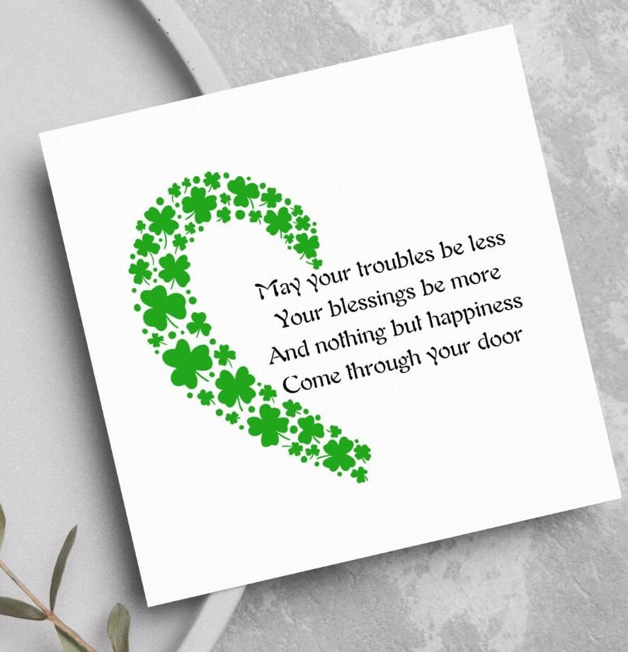 Irish Card, irish greetings card, irish birthday card, new home card, good luck card, shamrock, Ireland, irish blessing, irish wedding card