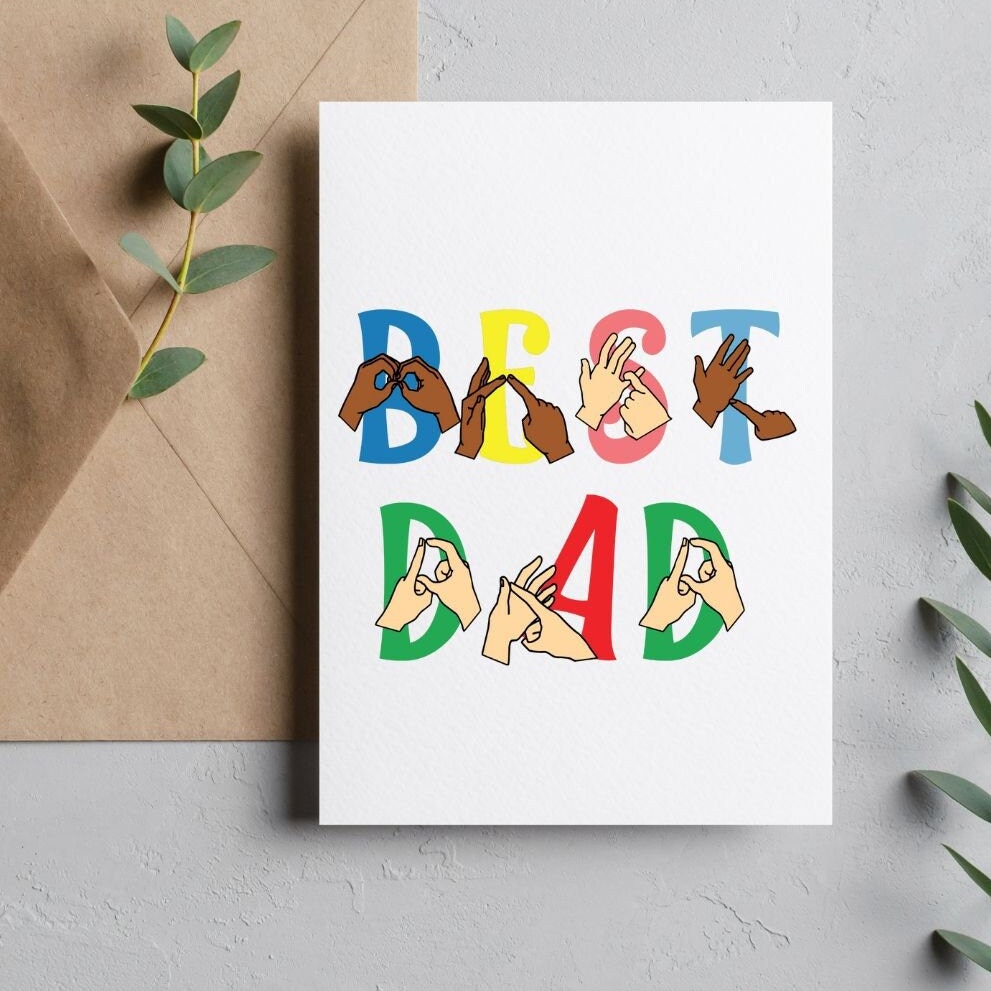 BSL Card, British sign Language, bsl  best mum,   sign language card,  inclusive, bsl best dad,  fingerspelling, bsl birthday card