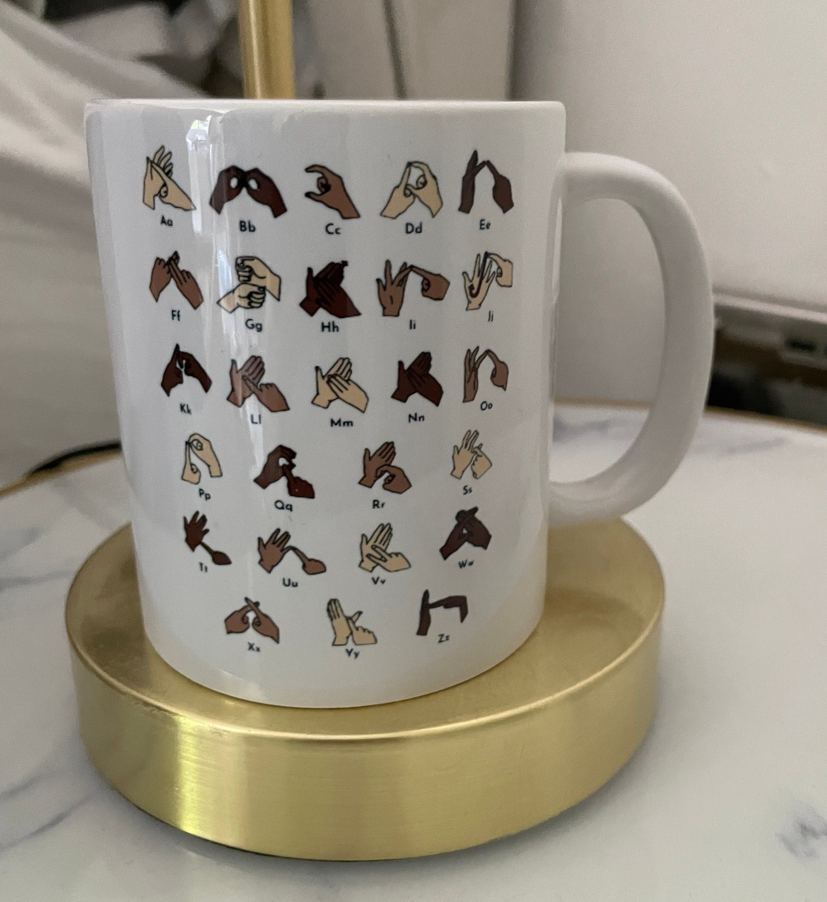 Bsl, sign language mug, deaf awareness,  british sign language ,  BSL,  Csw,  unique , teacher gift, BSL alphabet, personalised, ta gift,
