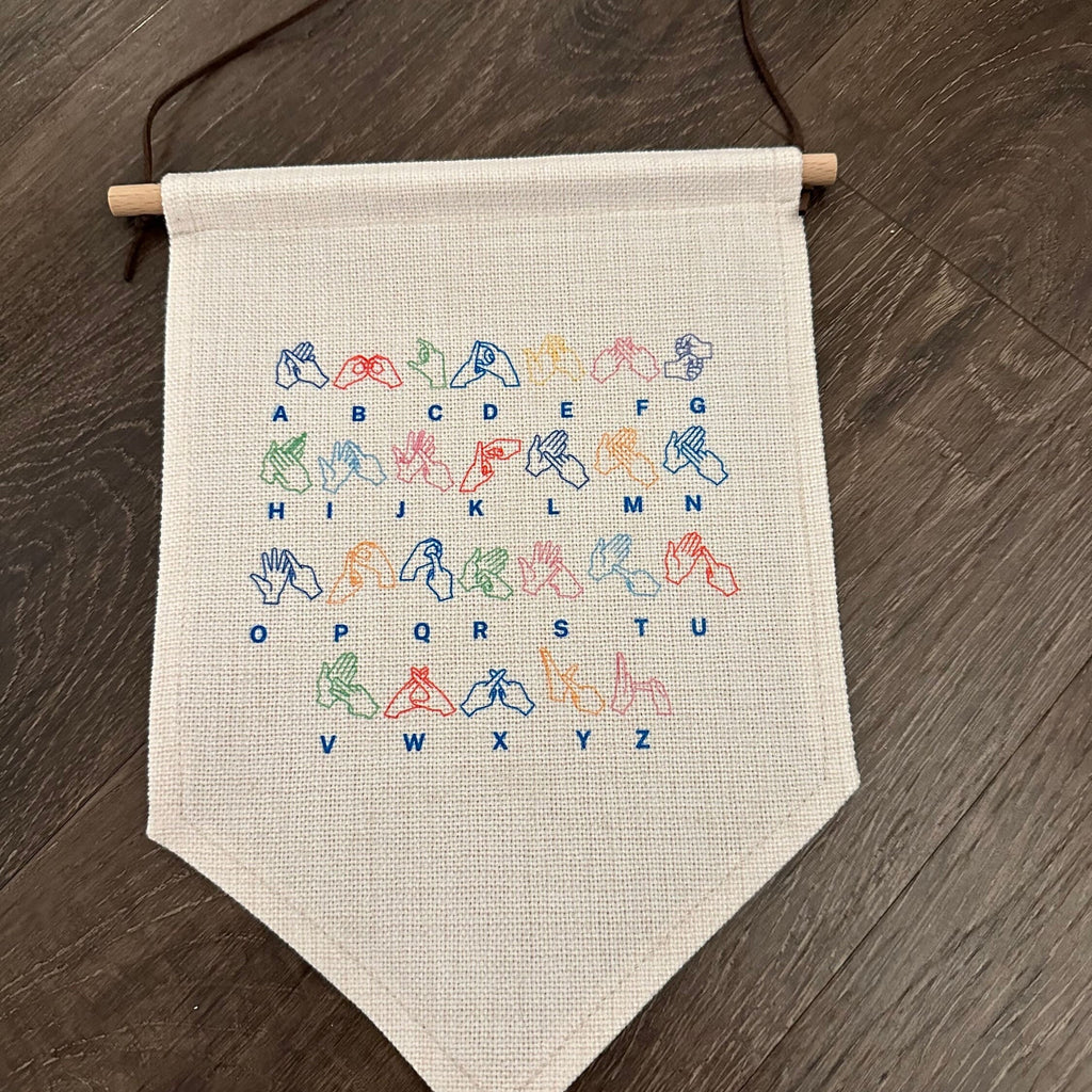 BSL Alphabet Wall Flag: British Sign Language Banner,