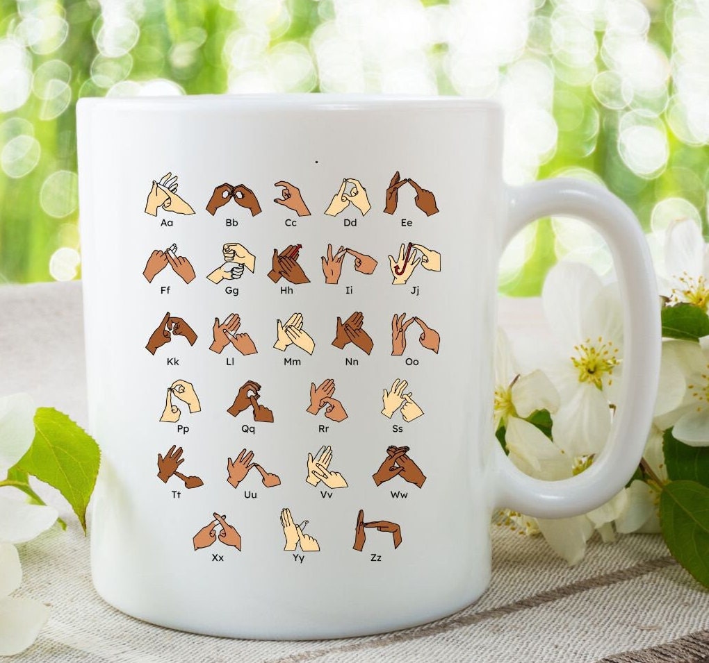 Bsl, sign language mug, deaf awareness,  british sign language ,  BSL,  Csw,  unique , teacher gift, BSL alphabet, personalised, ta gift,