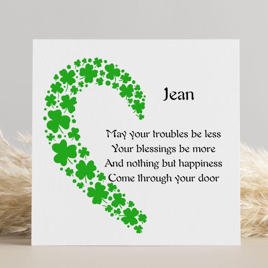 Irish Card, irish greetings card, irish birthday card, new home card, good luck card, shamrock, Ireland, irish blessing, irish wedding card