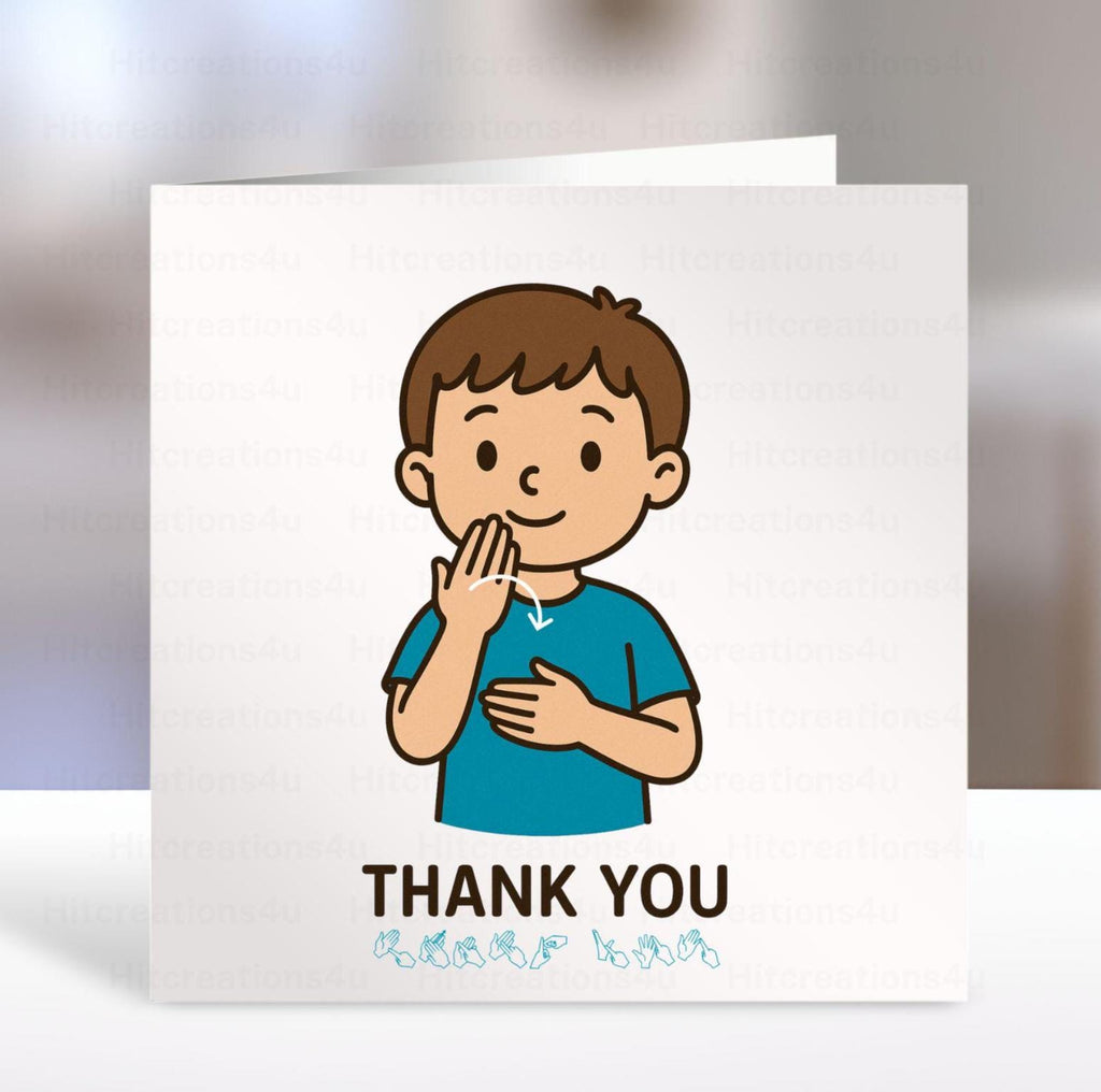 BSL Thank You Card,  British sign Language, inclusive, deaf art, bsl thank you teacher, BSL, coda, Deaf Awareness, bsl Image, bsl graphic