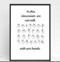 BSL Alphabet classroom Poster: talk with our hands