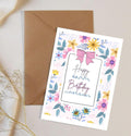 BSL birthday card, Bsl birthday card, floral  card, sign language card, for her, for mum , fingerspelling,  friend card,