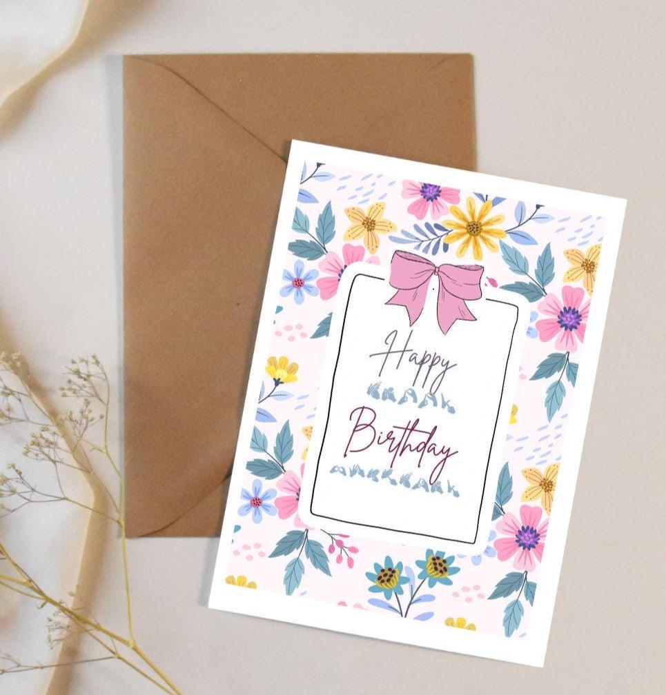 BSL birthday card, Bsl birthday card, floral  card, sign language card, for her, for mum , fingerspelling,  friend card,