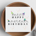 BSL Happy Birthday Card: British Sign Language birthday card, Fingerspelling card , party hats