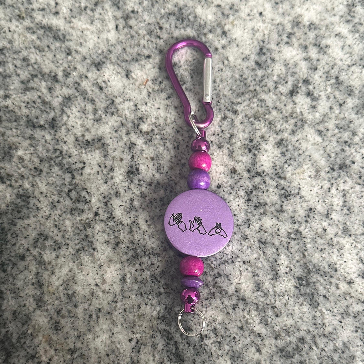 Personalised BSL Keyring: british sign language Engraved bsl Initial,bsl bag Charm, bsl gift,