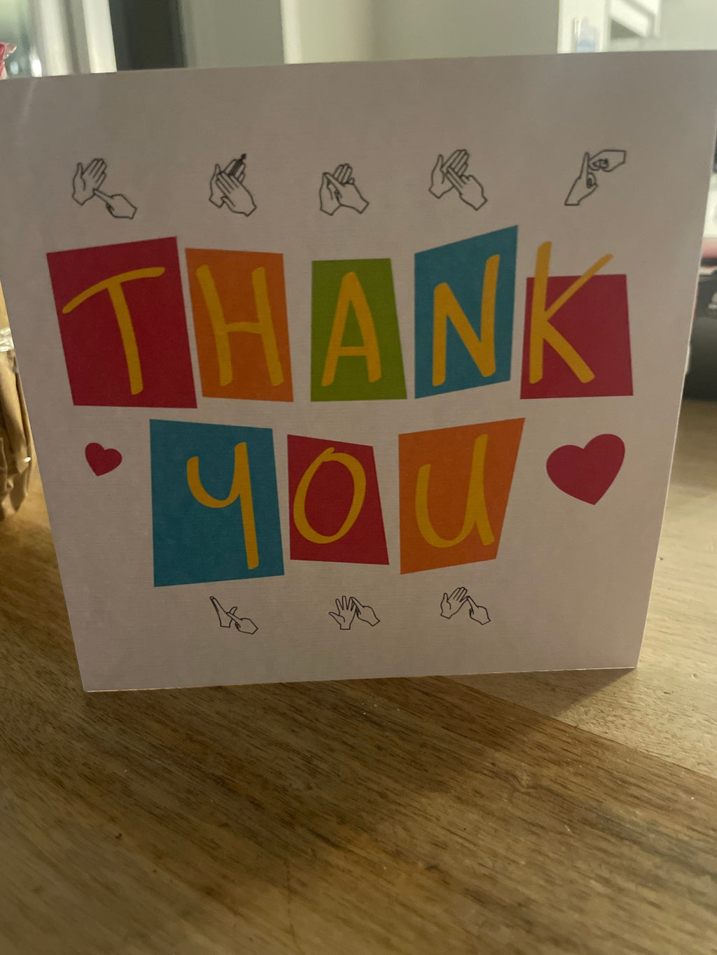 BSL card, Thank You, BSL, British sign Language, inclusive, deaf art, thank you teacher, coda, fingerspelling  Deaf Awareness, bsl thank you
