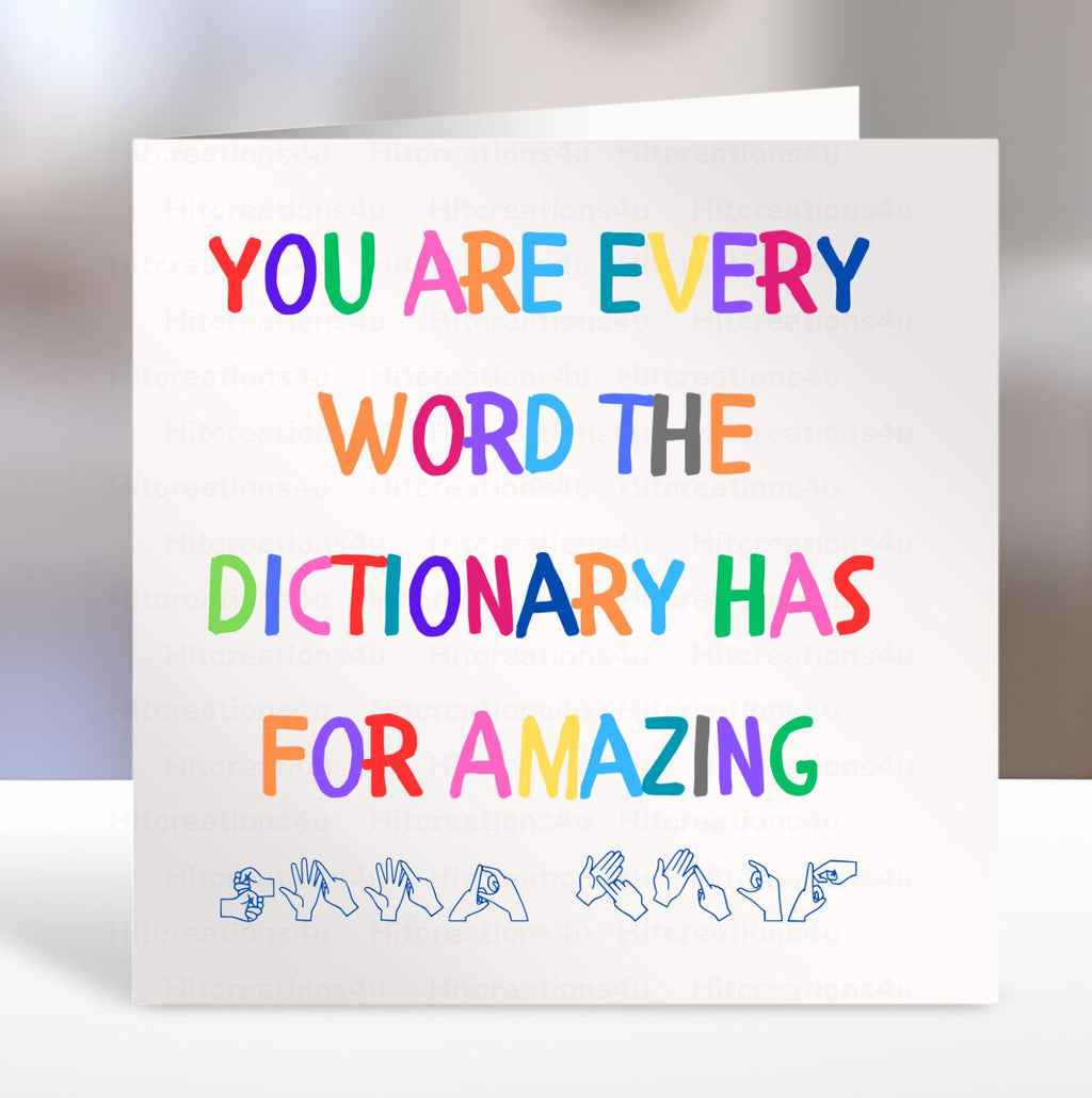BSL thank you Card, Fingerspelling, British sign language, bsl good luck, bsl i love you card, youre amazing, teacher card, friend, for her