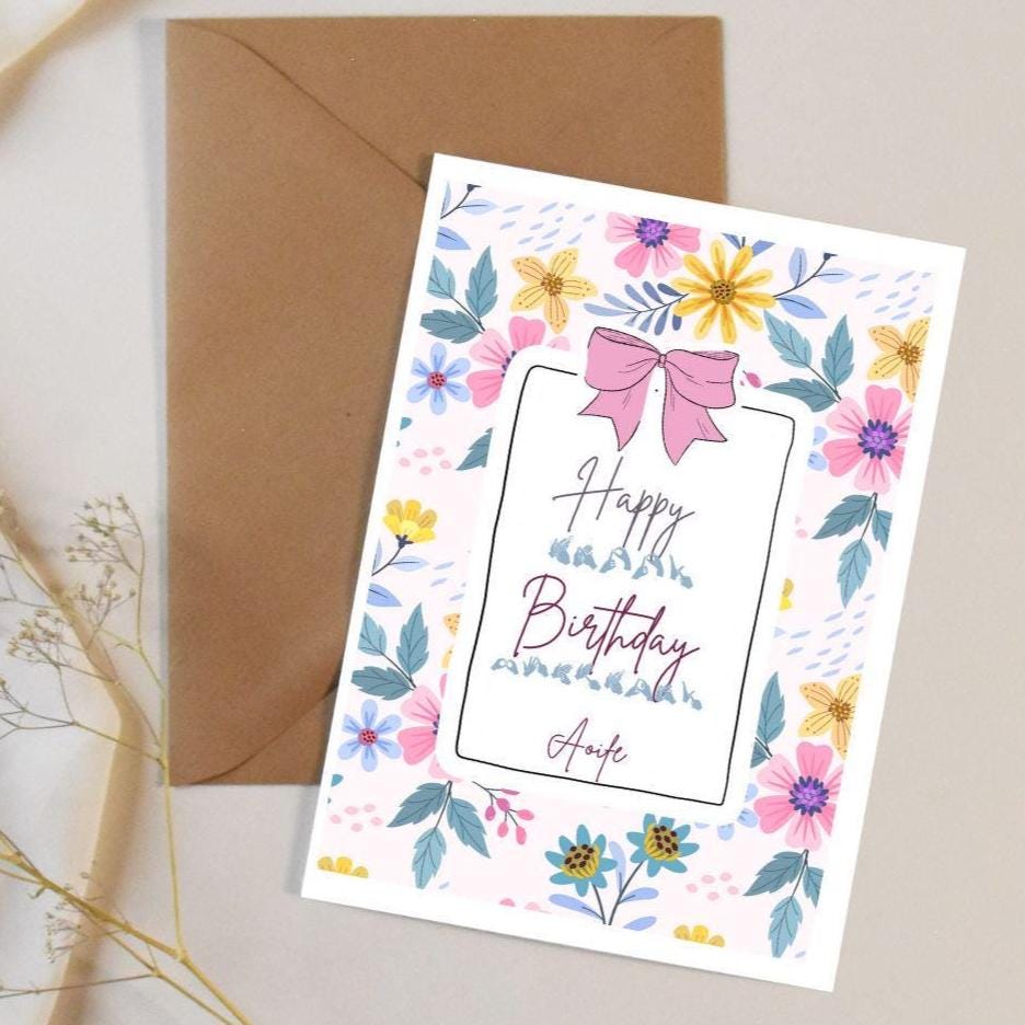 BSL birthday card, Bsl birthday card, floral  card, sign language card, for her, for mum , fingerspelling,  friend card,