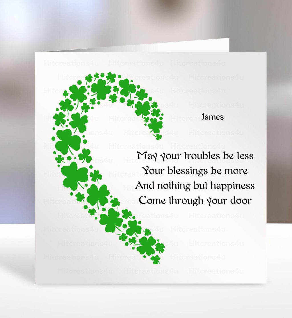 Irish Card, irish greetings card, irish birthday card, new home card, good luck card, shamrock, Ireland, irish blessing, irish wedding card