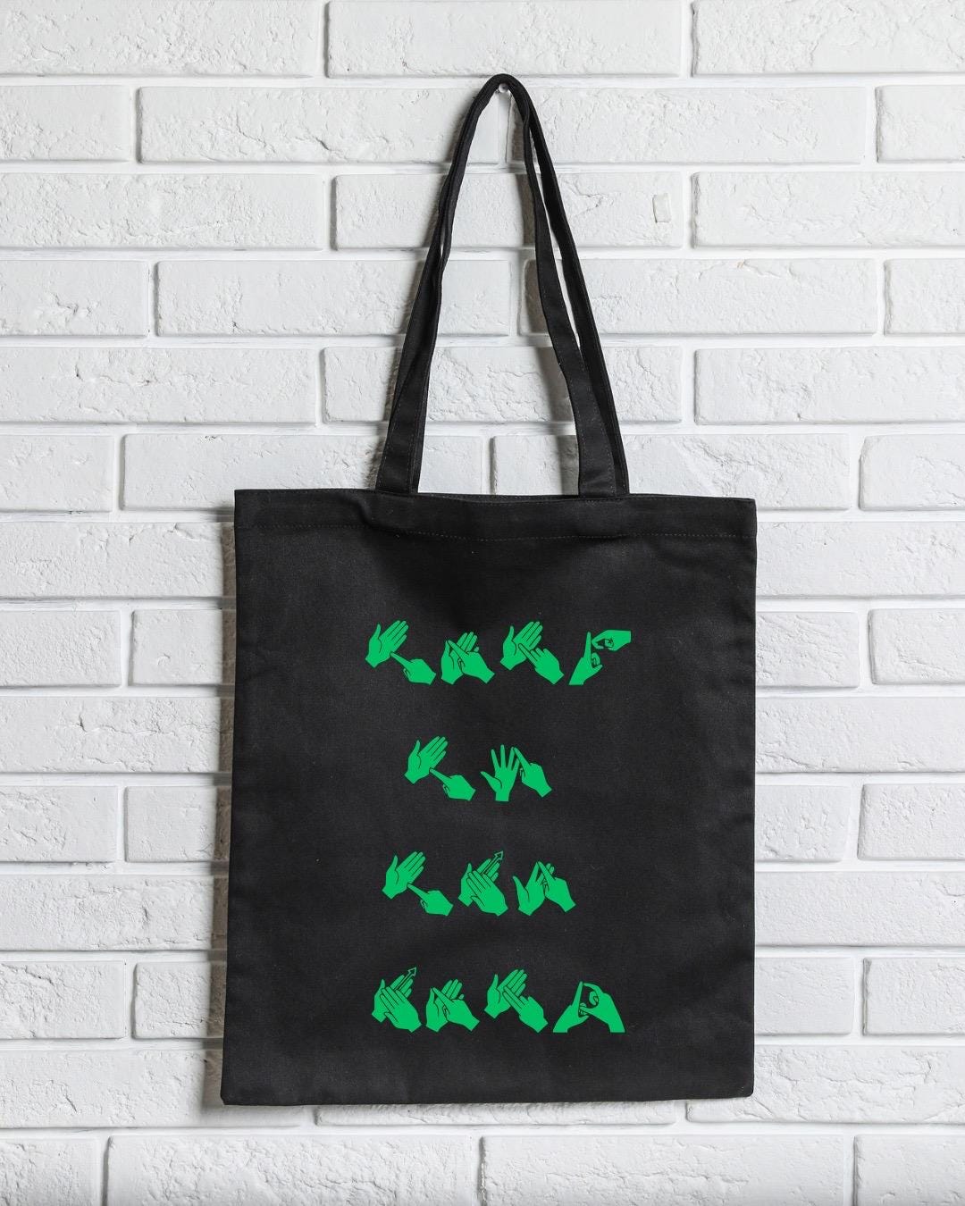 BSL funny Tote Bag: Funny Deaf Sign Language Gift, british sign language gift, Deaf humour, talk to the hand, cotton tote bag