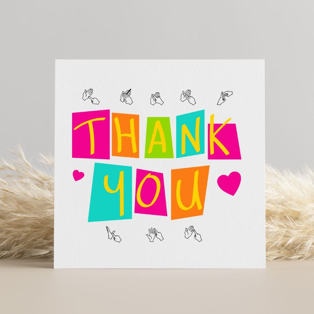 BSL card, Thank You, BSL, British sign Language, inclusive, deaf art, thank you teacher, coda, fingerspelling  Deaf Awareness, bsl thank you
