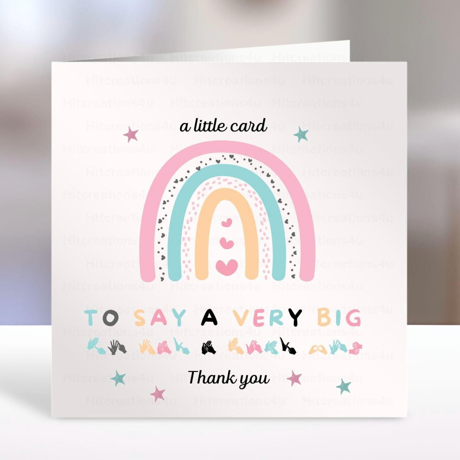 Rainbow Thank You Card: Appreciation Gift, bsl thanks, bsl card