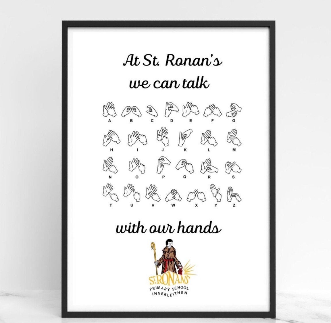 BSL Alphabet classroom Poster: talk with our hands