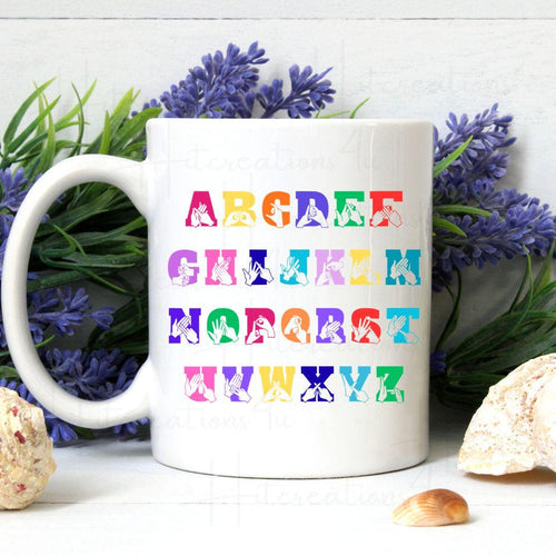 British Sign Language Alphabet Mug,  BSL Learner, Mug for Teachers & Students, Deaf Awareness Gift, Sign Language, Finger Spelling Mug
